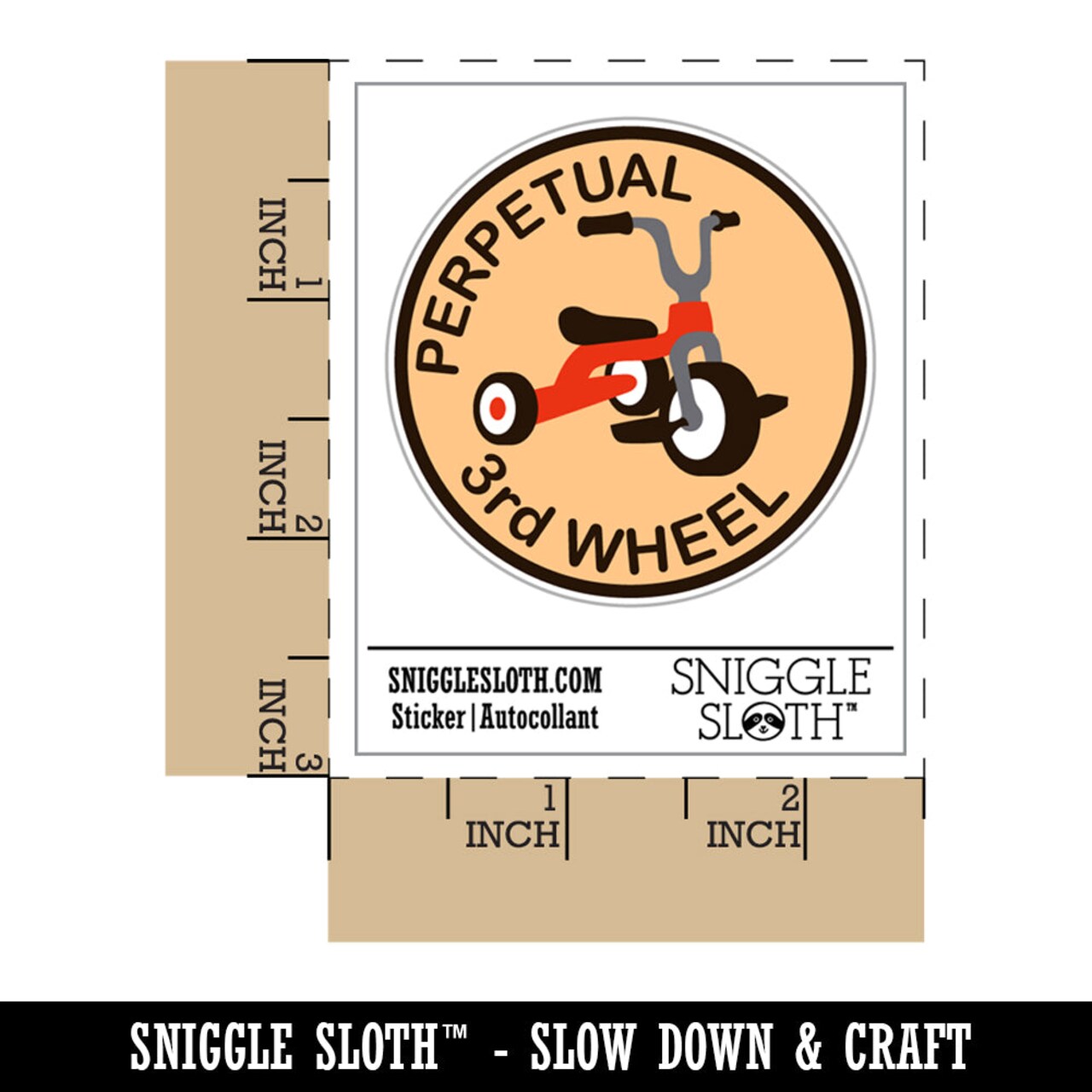 Perpetual Third Wheel Tricycle Friends Waterproof Vinyl Phone Tablet Laptop Water Bottle Sticker Set - 5 Pack